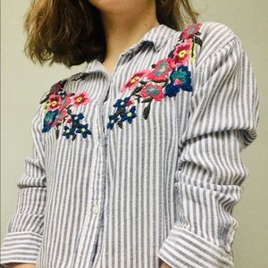 Striped, collared shirt